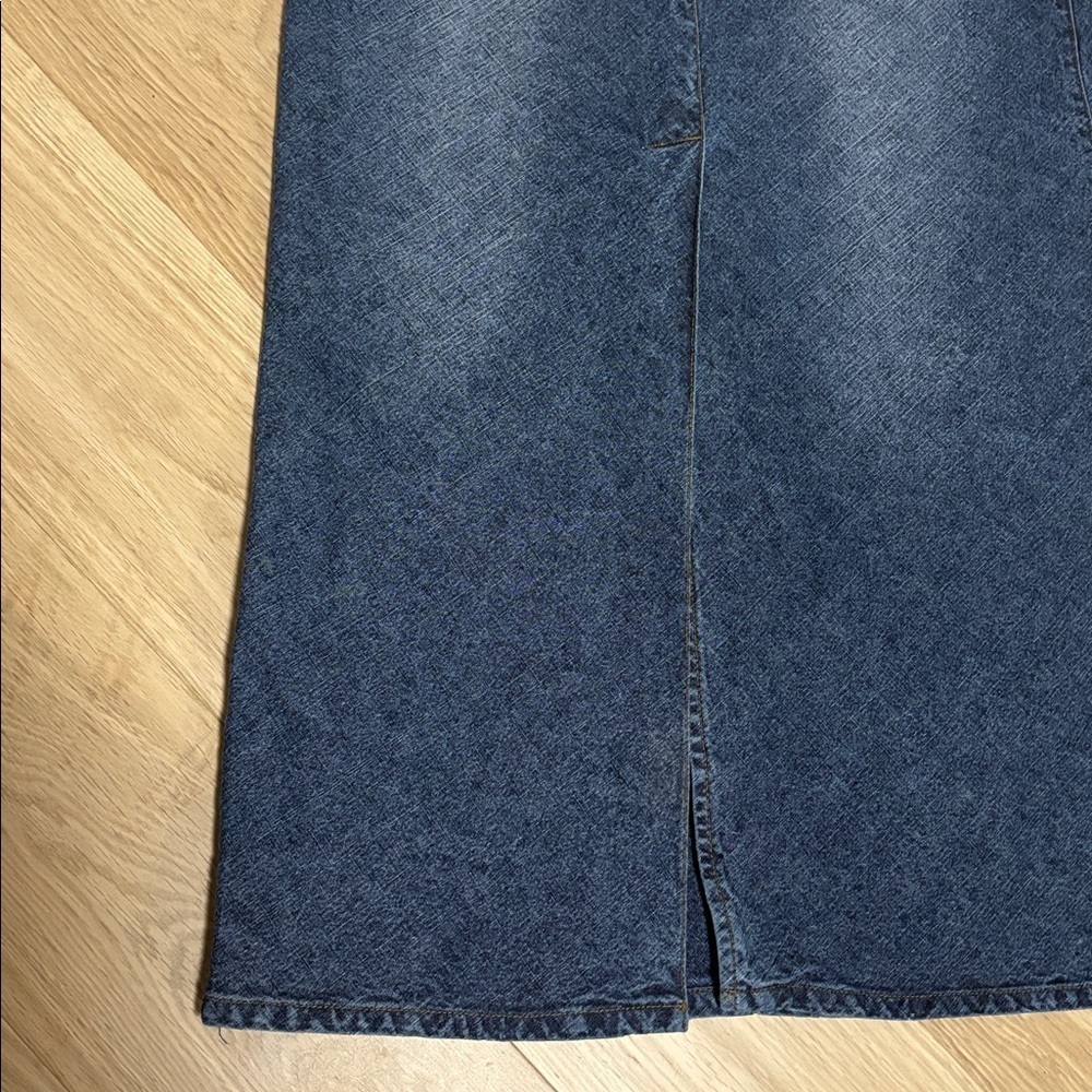 VINTAGE (4) Denim Maxi Skirt Smart Set Back Slit Slim Fitting - Picture 10 of 13